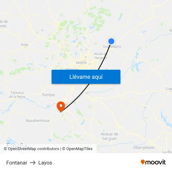 Fontanar to Layos map