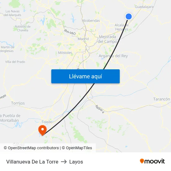 Villanueva De La Torre to Layos map