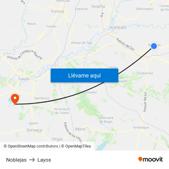 Noblejas to Layos map