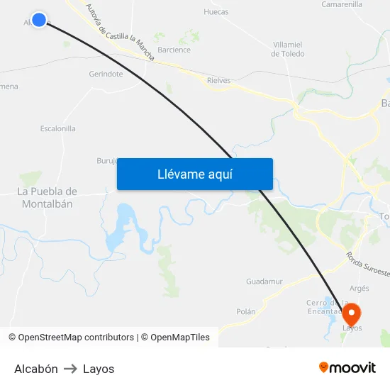 Alcabón to Layos map