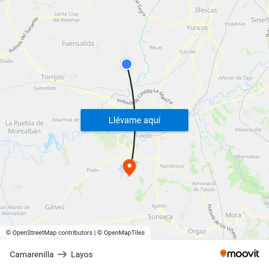 Camarenilla to Layos map