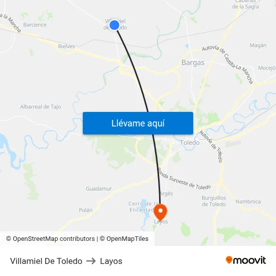 Villamiel De Toledo to Layos map