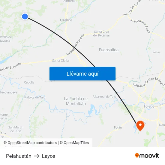 Pelahustán to Layos map