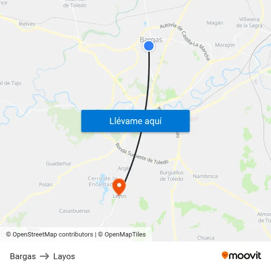 Bargas to Layos map