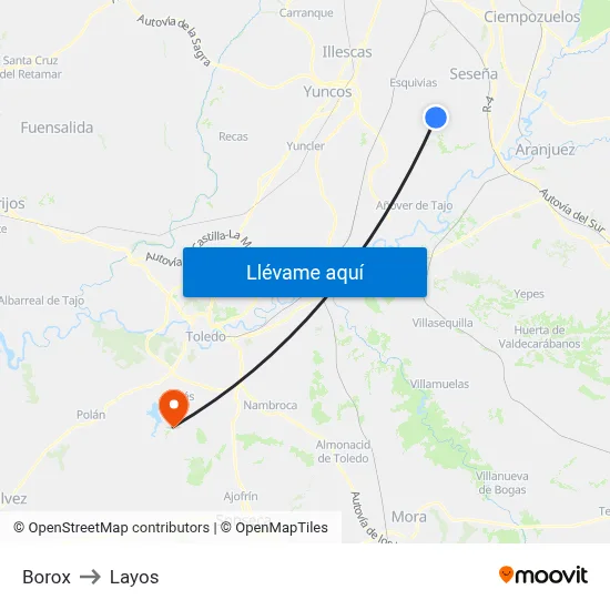Borox to Layos map