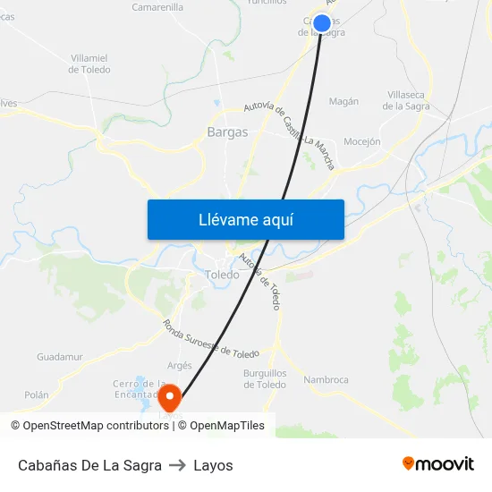 Cabañas De La Sagra to Layos map