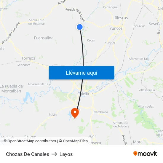 Chozas De Canales to Layos map