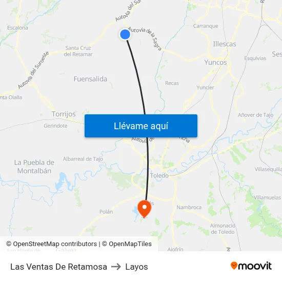 Las Ventas De Retamosa to Layos map