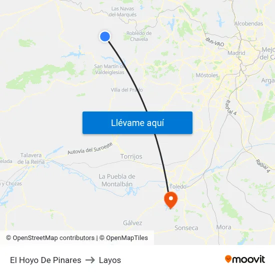 El Hoyo De Pinares to Layos map