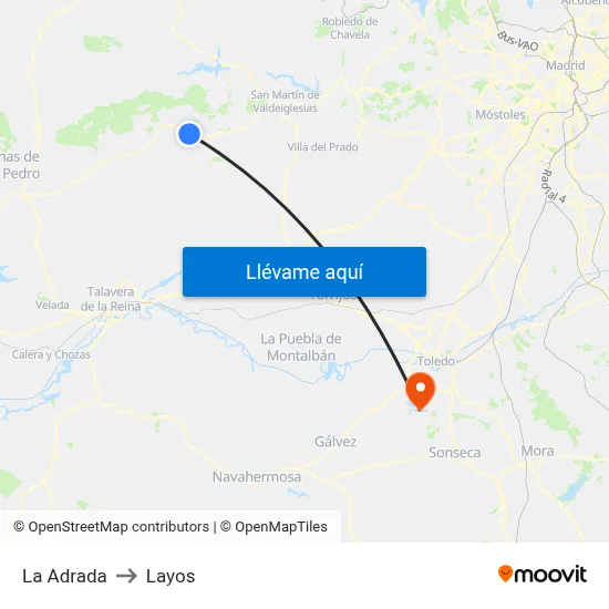La Adrada to Layos map