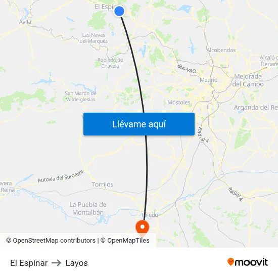 El Espinar to Layos map