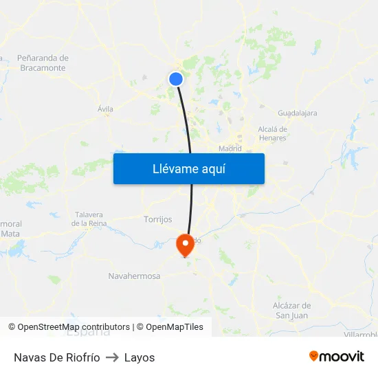 Navas De Riofrío to Layos map