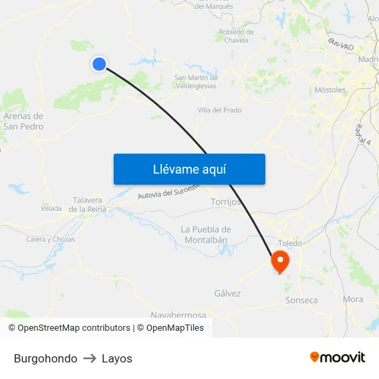 Burgohondo to Layos map