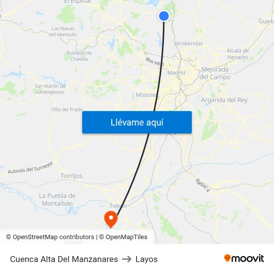 Cuenca Alta Del Manzanares to Layos map