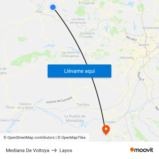 Mediana De Voltoya to Layos map