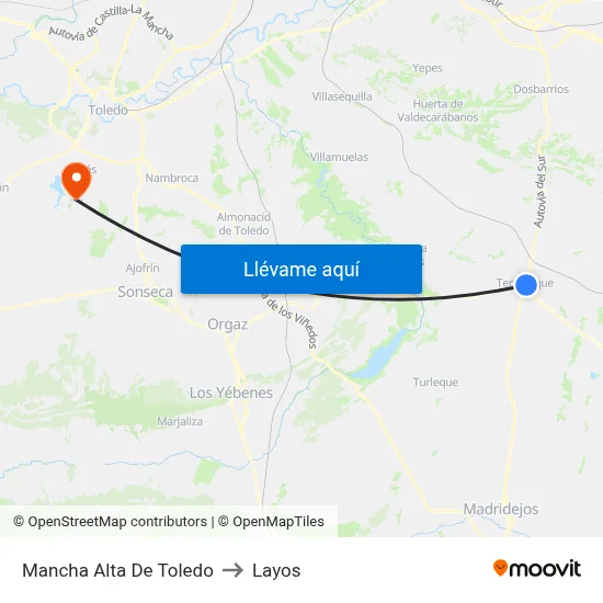 Mancha Alta De Toledo to Layos map