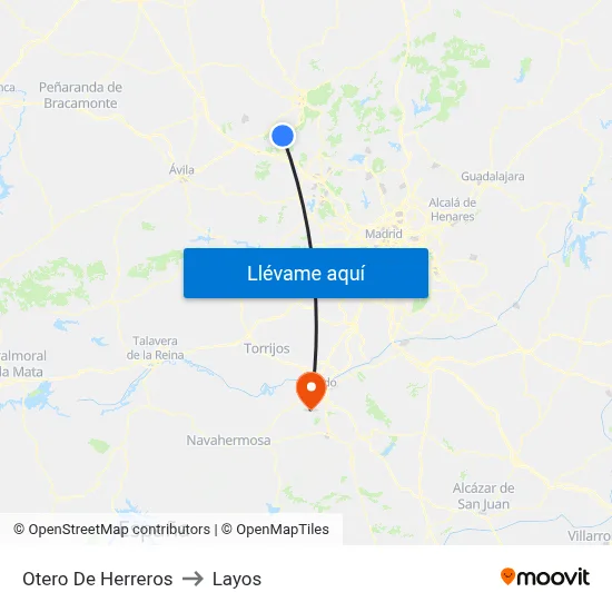 Otero De Herreros to Layos map