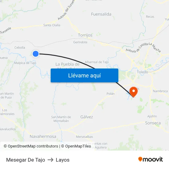 Mesegar De Tajo to Layos map