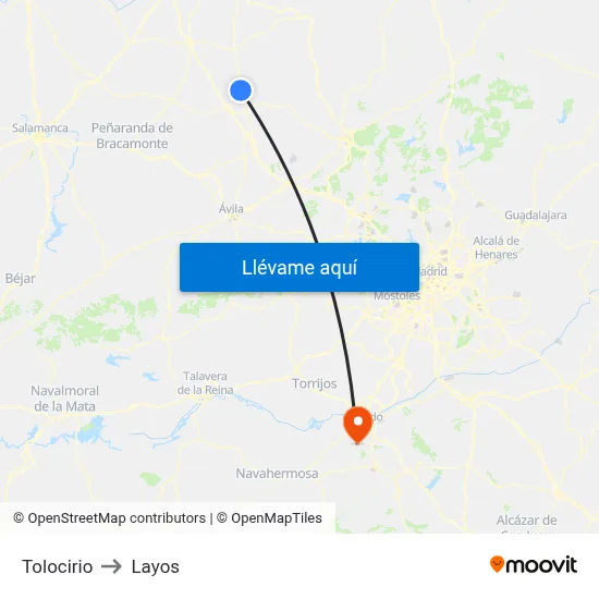 Tolocirio to Layos map