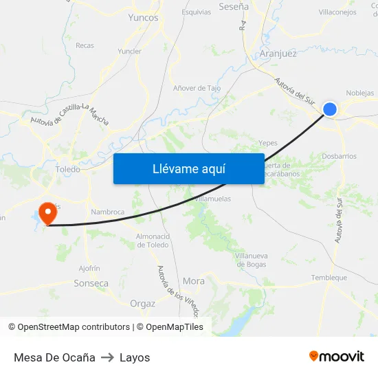 Mesa De Ocaña to Layos map