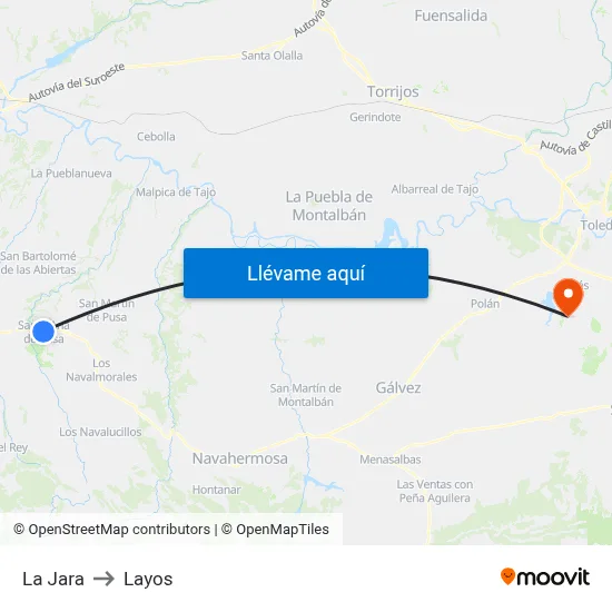 La Jara to Layos map