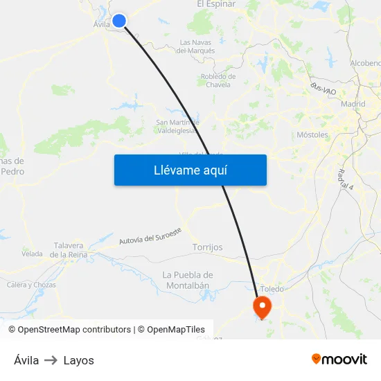 Ávila to Layos map