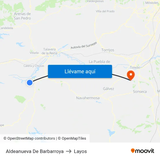 Aldeanueva De Barbarroya to Layos map