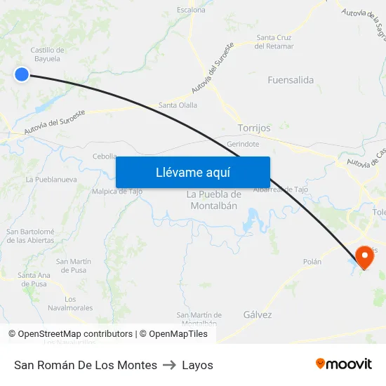 San Román De Los Montes to Layos map