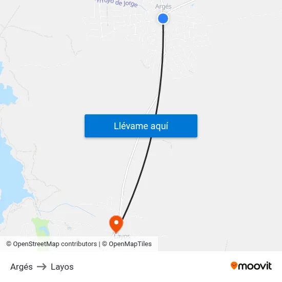 Argés to Layos map