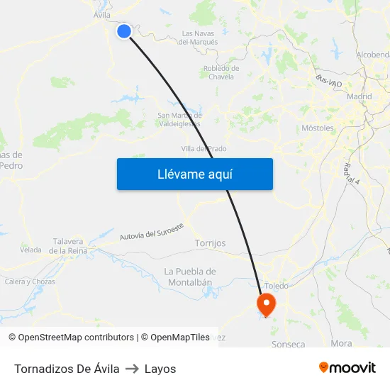 Tornadizos De Ávila to Layos map