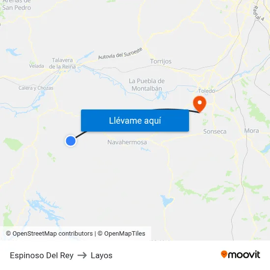 Espinoso Del Rey to Layos map