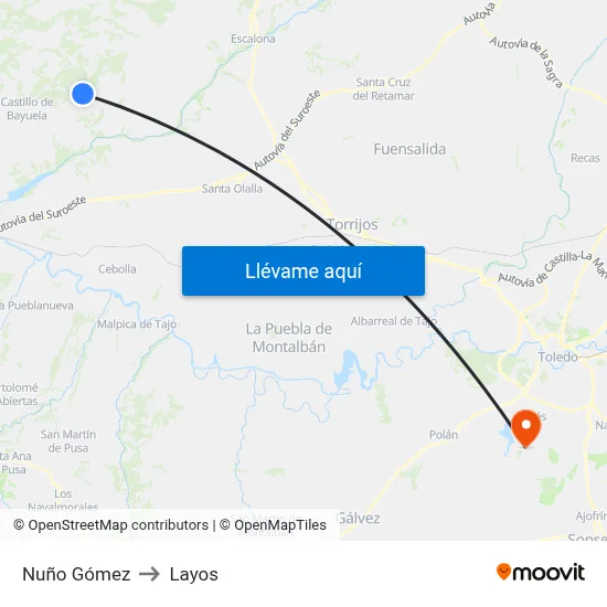 Nuño Gómez to Layos map