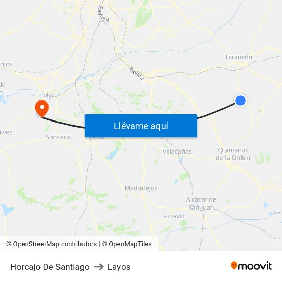 Horcajo De Santiago to Layos map