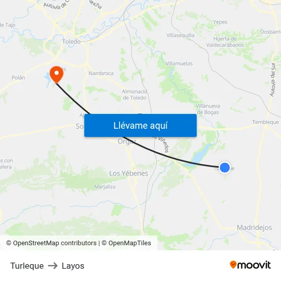 Turleque to Layos map