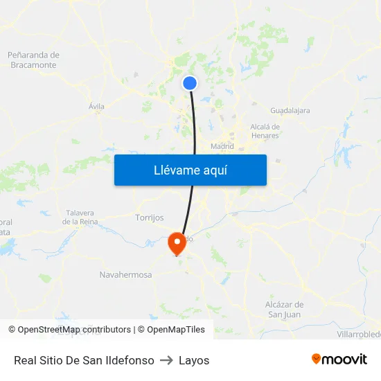 Real Sitio De San Ildefonso to Layos map