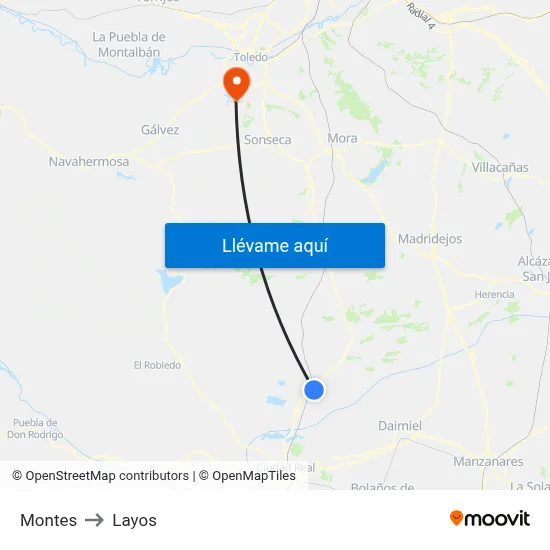 Montes to Layos map