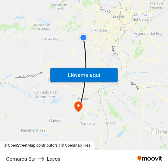 Comarca Sur to Layos map