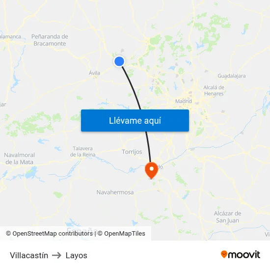 Villacastín to Layos map