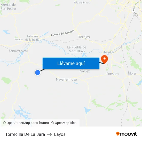 Torrecilla De La Jara to Layos map