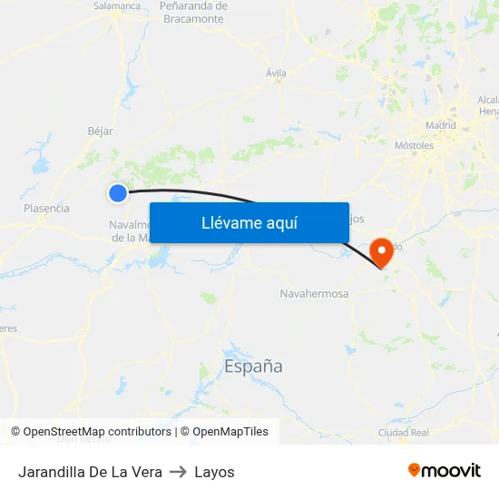 Jarandilla De La Vera to Layos map