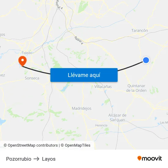 Pozorrubio to Layos map