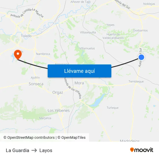 La Guardia to Layos map