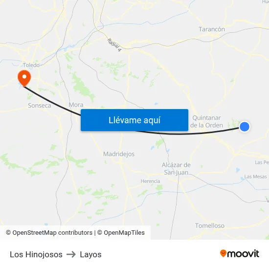 Los Hinojosos to Layos map