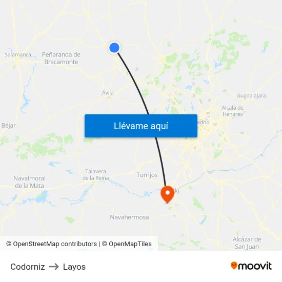 Codorniz to Layos map