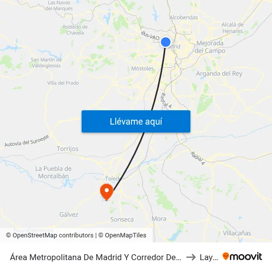 Área Metropolitana De Madrid Y Corredor Del Henares to Layos map
