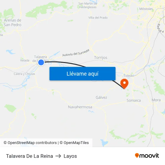 Talavera De La Reina to Layos map