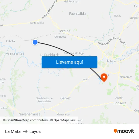 La Mata to Layos map