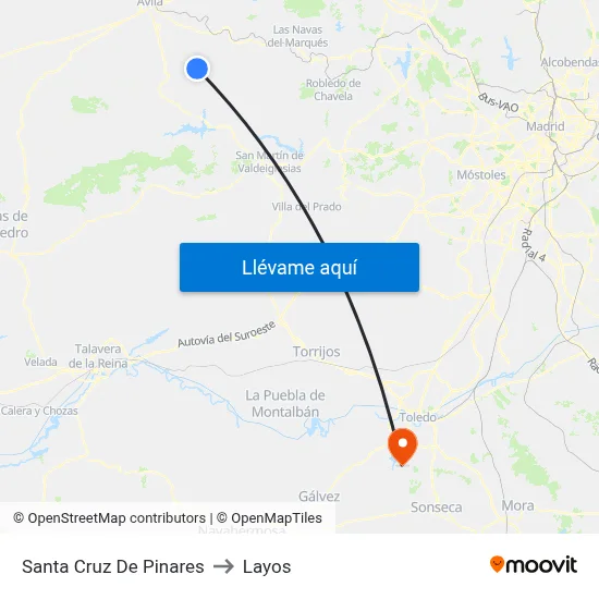 Santa Cruz De Pinares to Layos map