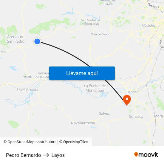 Pedro Bernardo to Layos map