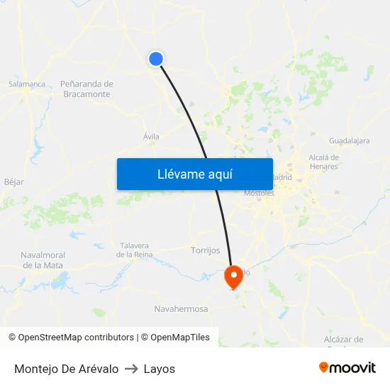 Montejo De Arévalo to Layos map
